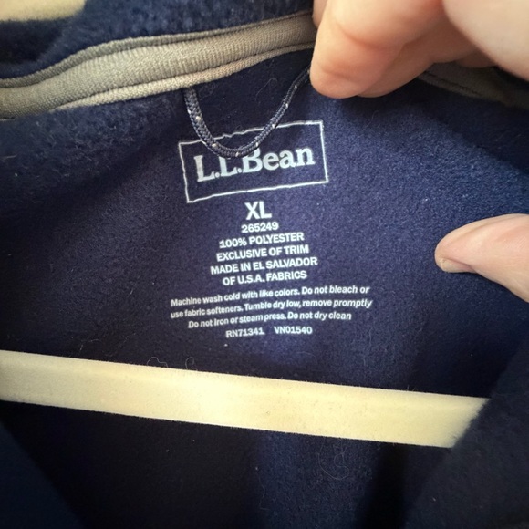 L.L.Bean Navy Full Zip Fleece Jacket XL Outdoor Cozy Core - Picture 3 of 8